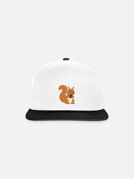 Eichhörnchen Haselnuss Illustration Geschenkidee - Snapback Cap - Weiß/Schwarz