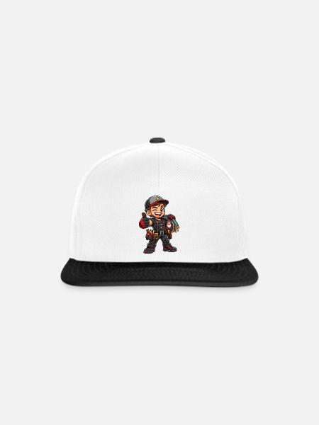 Elektriker Kawaii Style – Süßes Handwerkermotiv - Snapback Cap - Weiß/Schwarz