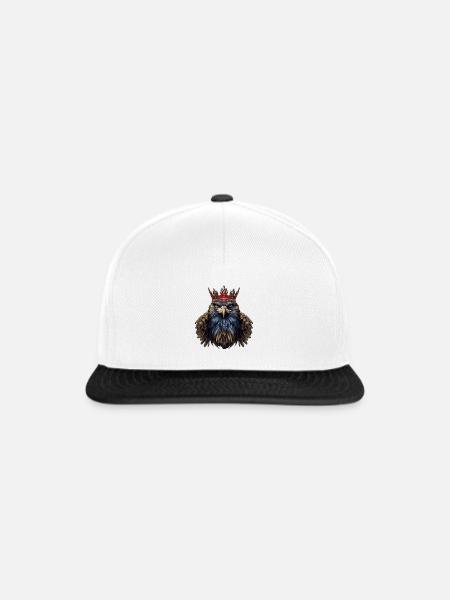 Adler Kopf mit Krone - Snapback Cap - Weiß/Schwarz