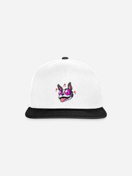 Boston Terrier Brille Humor - Snapback Cap - Weiß/Schwarz