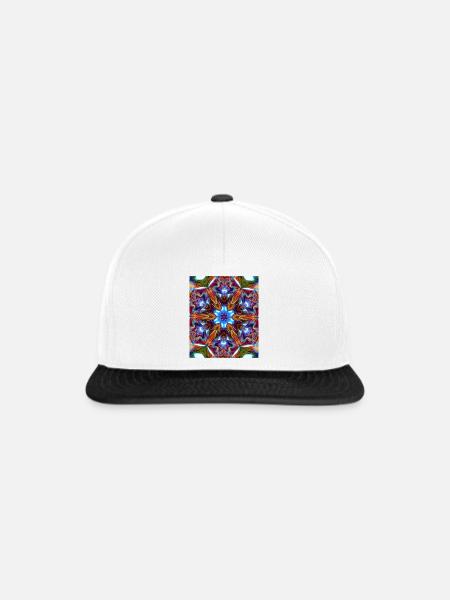 Bunter kaleidoskopische Mandala - Snapback Cap - Weiß/Schwarz
