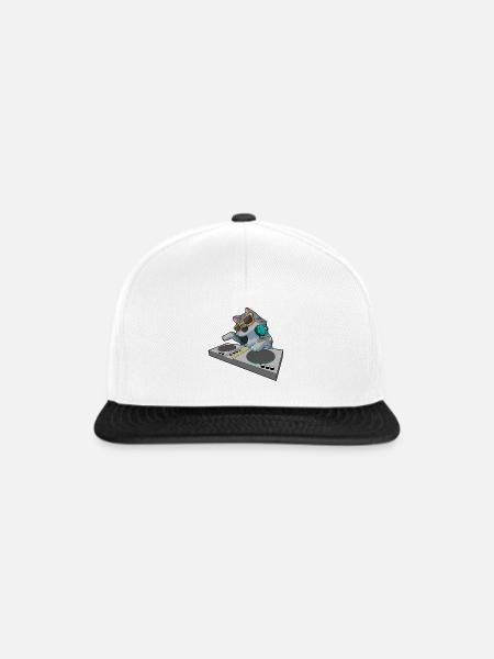 Katze DJ Musik - Snapback Cap - Weiß/Schwarz