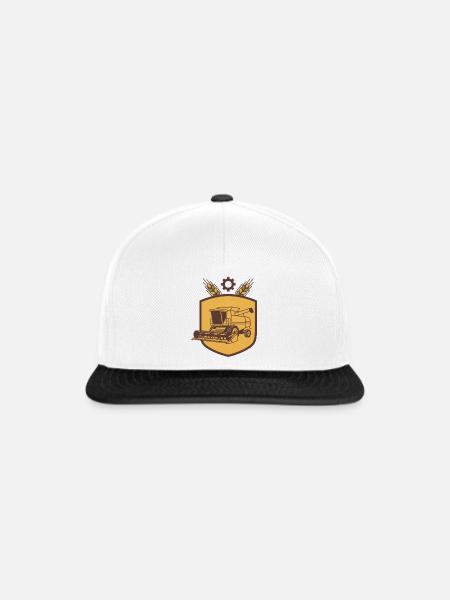 Lohnunternehmen Wappen Mähdrescher – personalisier - Snapback Cap - Weiß/Schwarz