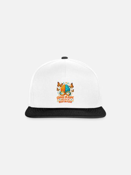 ADHS Spruch Chaos im Kopf Geschenkidee - Snapback Cap - Weiß/Schwarz