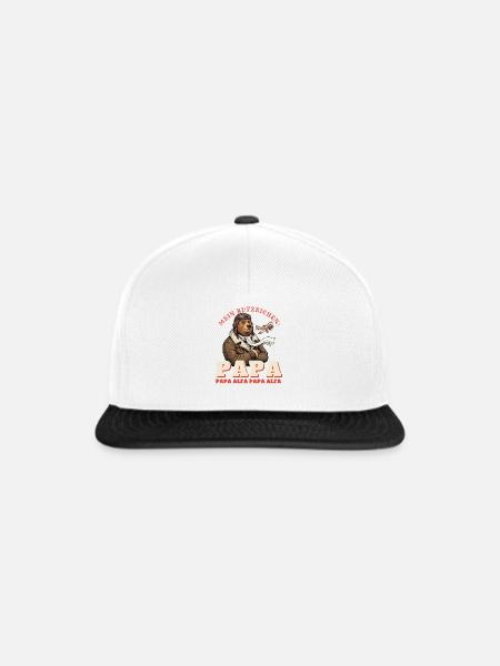 Piloten Geschenk lustig - Rufzeichen Papa - Snapback Cap - Weiß/Schwarz