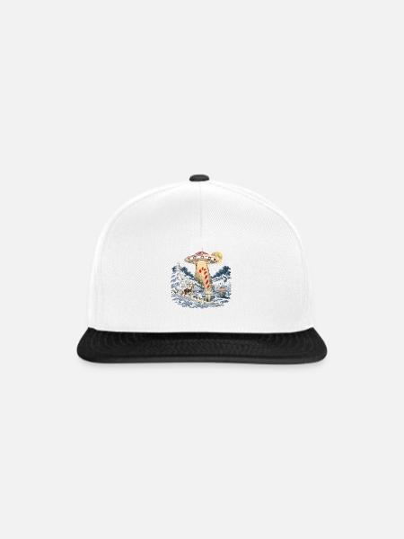 Weihnachts-UFO-Zuckerstangenentführungsdesign - Snapback Cap - Weiß/Schwarz