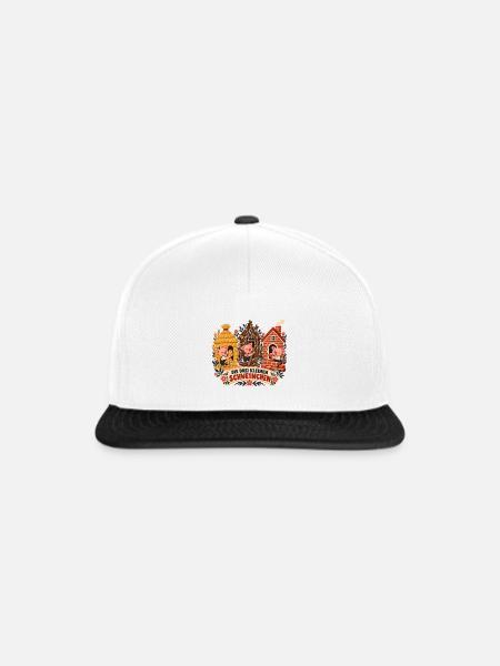 Drei Schweinchen Märchenhaus - Snapback Cap - Weiß/Schwarz