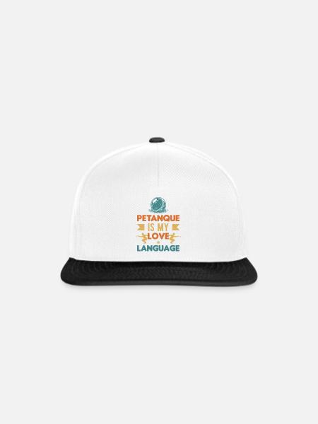 Boule ist meine Liebessprache – Pétanque - Snapback Cap - Weiß/Schwarz