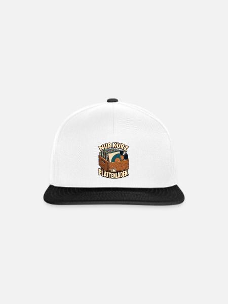 Vinyl - Nur kurz im Plattenladen - Snapback Cap - Weiß/Schwarz