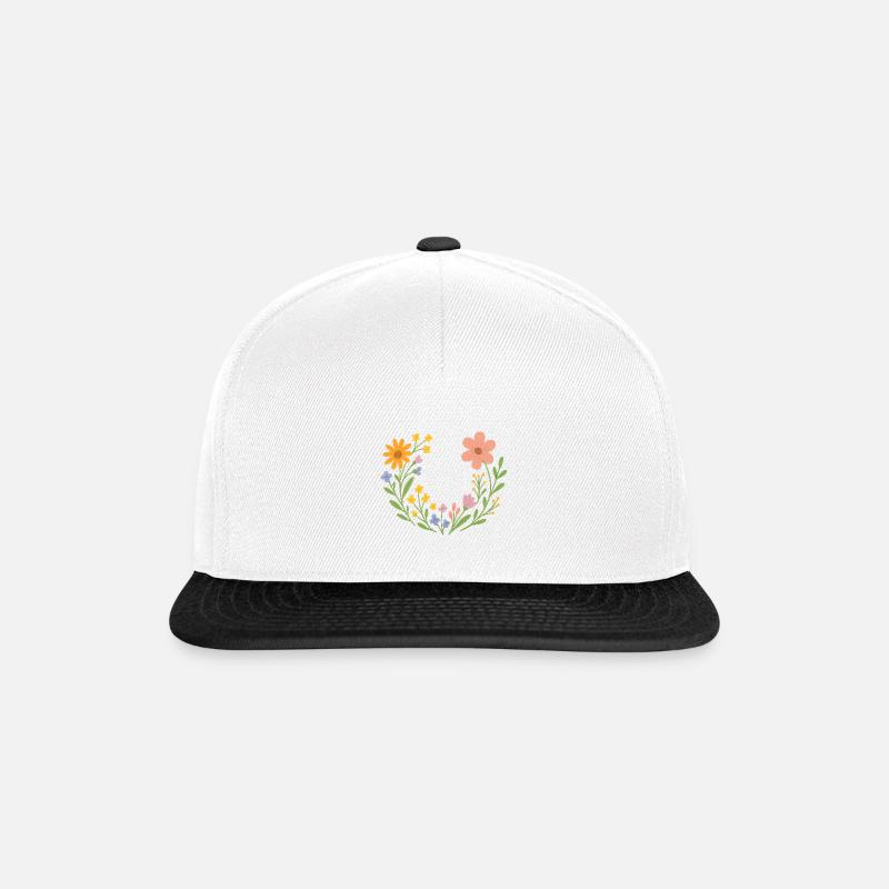 Wild Bloom Wreath - Snapback Cap - white/black