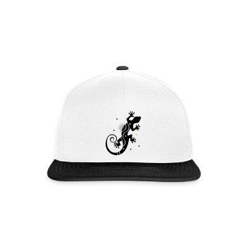Stilisierter Gecko im klaren Vektorstil - Snapback Cap - Weiß/Schwarz - Vorne
