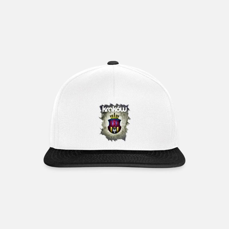 Krakau - Polen - Snapback Cap - Weiß/Schwarz