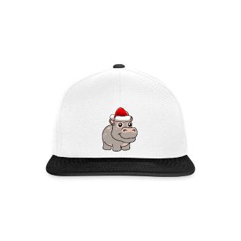 Nilpferd Weihnachten Comic - Snapback Cap - Weiß/Schwarz - Vorne