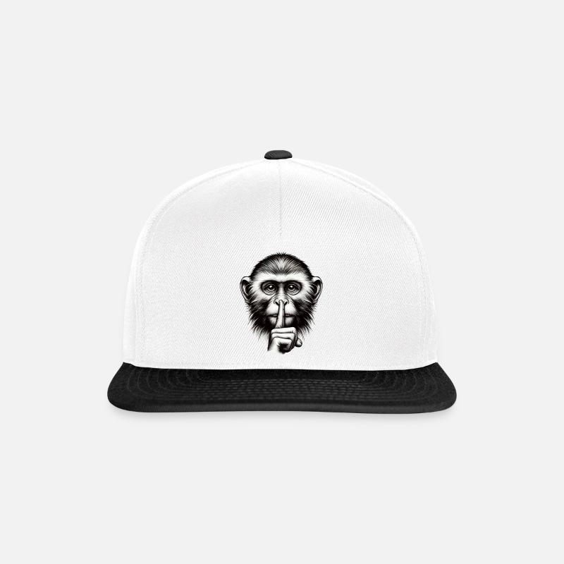 Schweigender Affe - Logo - Snapback Cap - Weiß/Schwarz