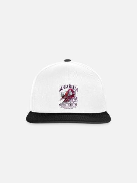 Betta Kampffisch - Snapback Cap - Weiß/Schwarz