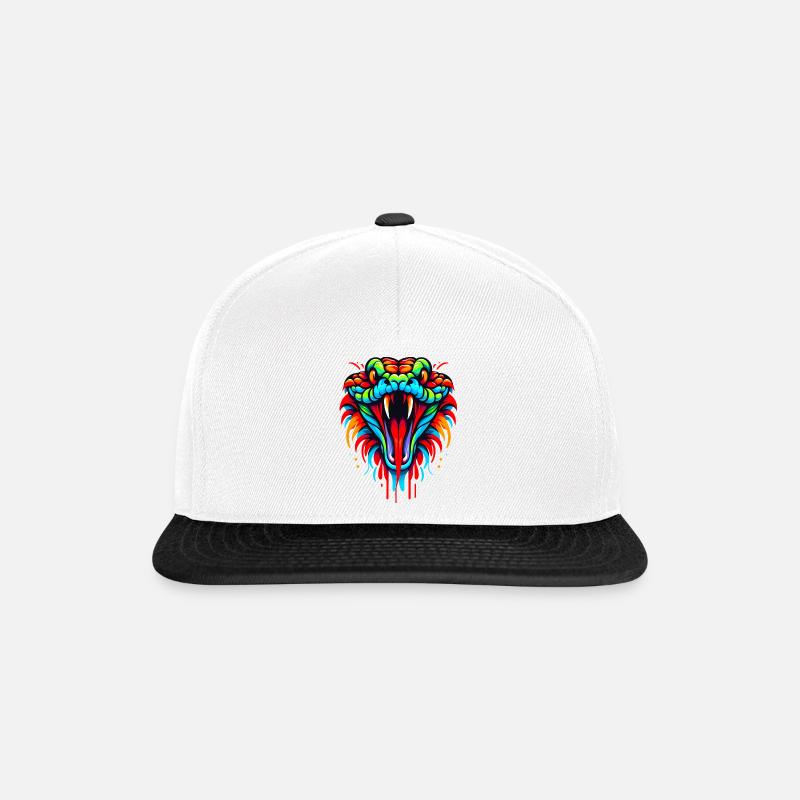 Schlangenkopf frontal - Snapback Cap - Weiß/Schwarz