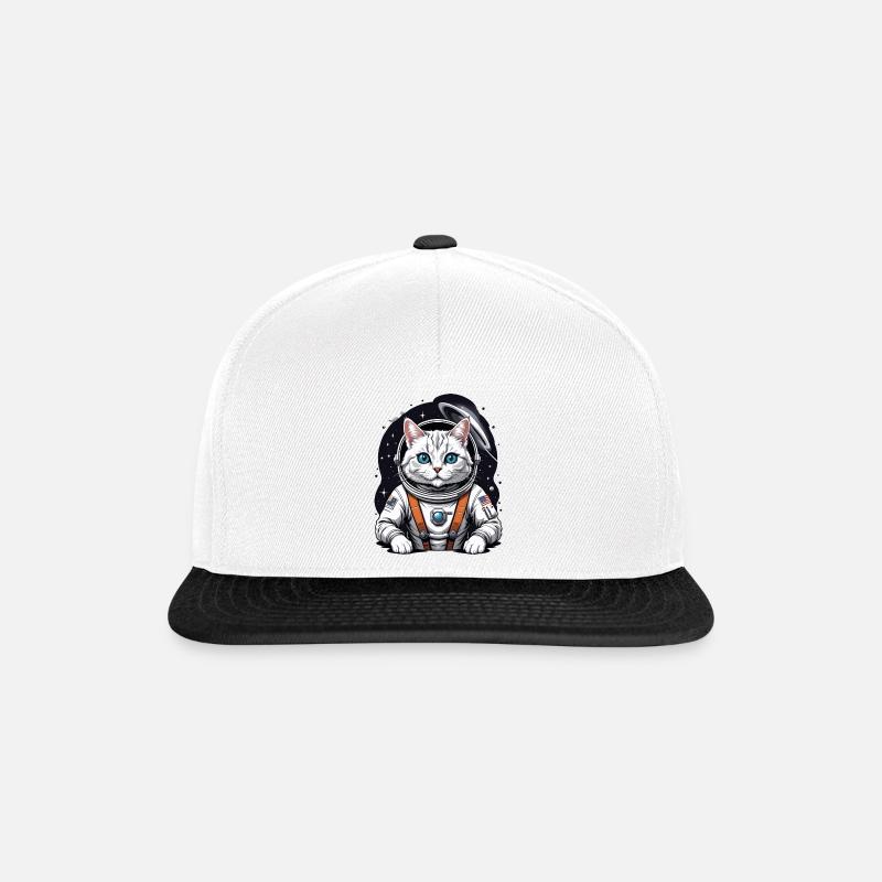 Katze Astronaut Weltall Katzenliebe Geschenk - Snapback Cap - Weiß/Schwarz