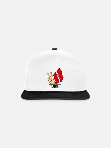 Flagge Lettland Peace-Zeichen Text LETTLAND - Snapback Cap - Weiß/Schwarz