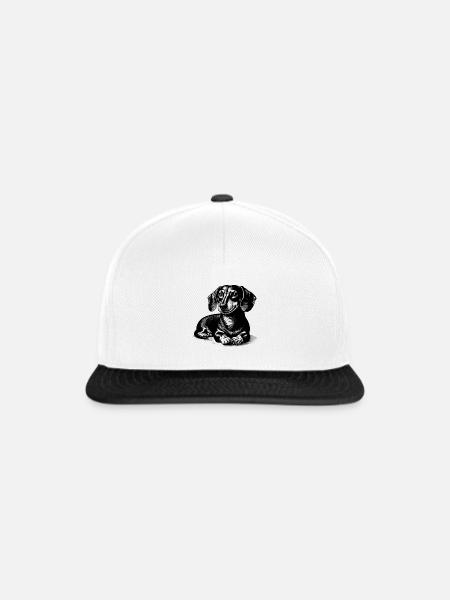 Dackel - Snapback Cap - Weiß/Schwarz