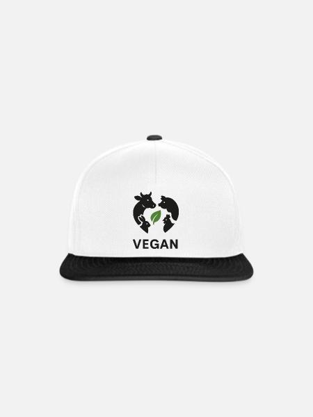 Vegan - Snapback Cap - Weiß/Schwarz