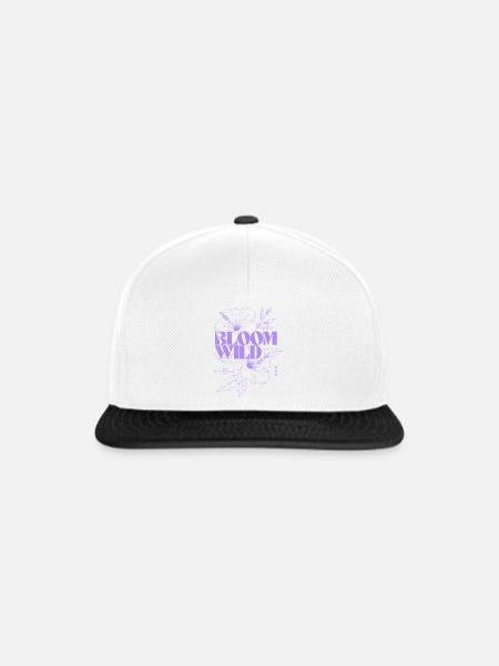 Bloom Wild Botanische Illustration - Snapback Cap - Weiß/Schwarz