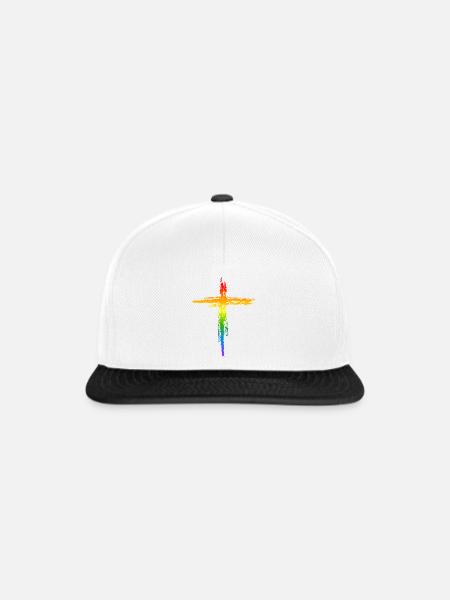 Regenbogen Kreuz - Snapback Cap - Weiß/Schwarz