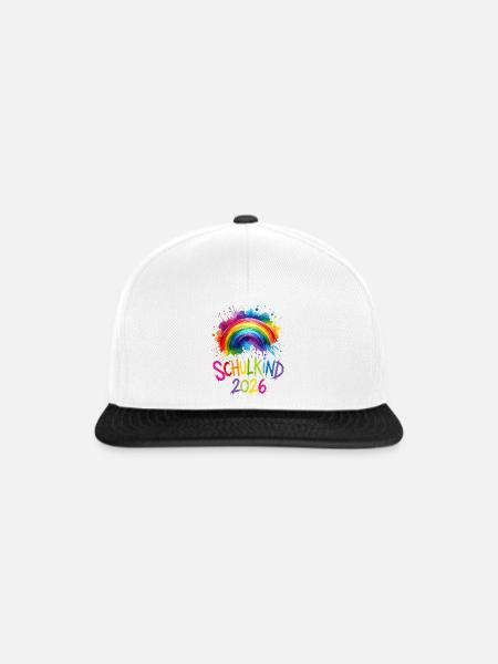 Schulkind 2026 Regenbogen - Snapback Cap - Weiß/Schwarz