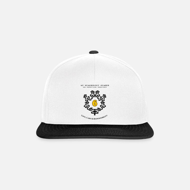 Numéro 6 Symbole d’amour, de soin et de responsabilité - Casquette snapback - blanc/noir