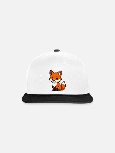 Retro Pixelfuchs Knuddelfuchs - Snapback Cap - Weiß/Schwarz