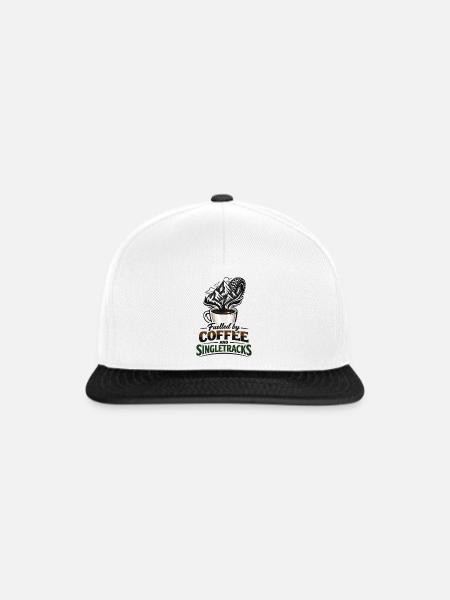 Fuelled by Coffee & Singletracks MTB Kaffeetasse - Snapback Cap - Weiß/Schwarz