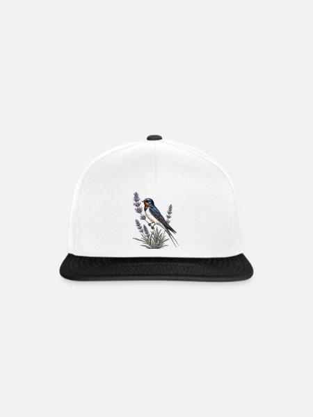 Barn Swallow auf Lavendel - Snapback Cap - Weiß/Schwarz