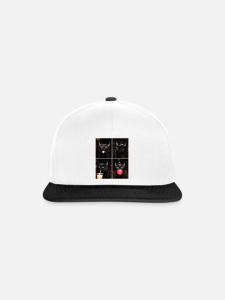 Katzen schwarze Katze - Snapback Cap - Weiß/Schwarz