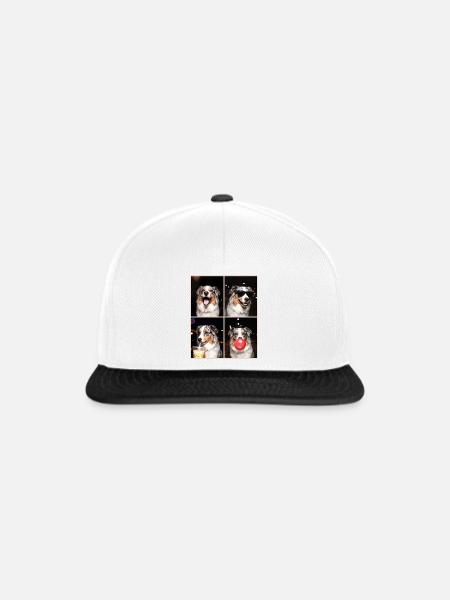 Hunde Australian Shepherd Hund - Snapback Cap - Weiß/Schwarz