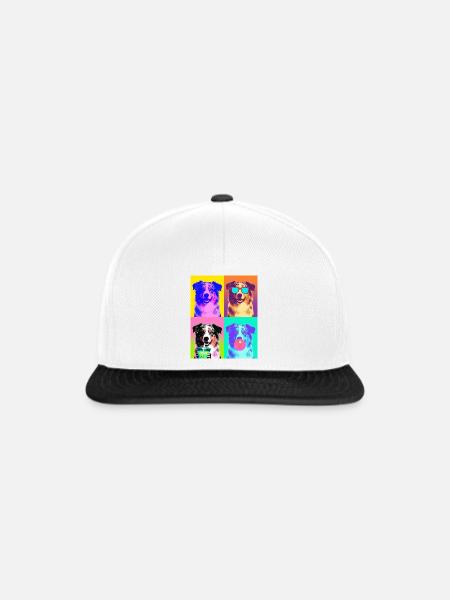 Hunde Australian Shepherd Hund - Snapback Cap - Weiß/Schwarz