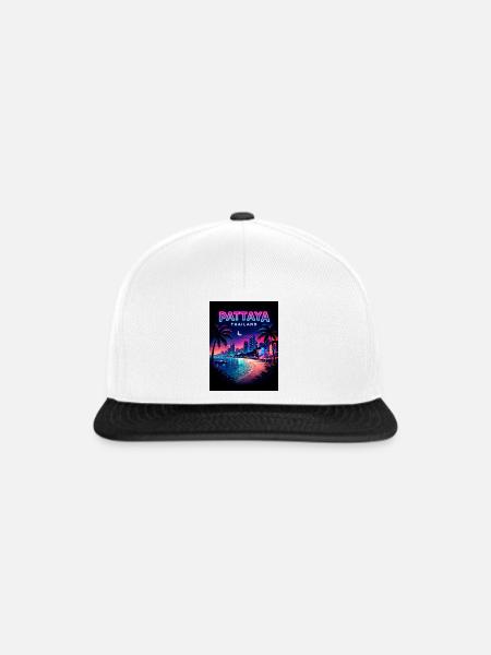 Pattaya Neon Moon Strandlandschaft - Snapback Cap - Weiß/Schwarz
