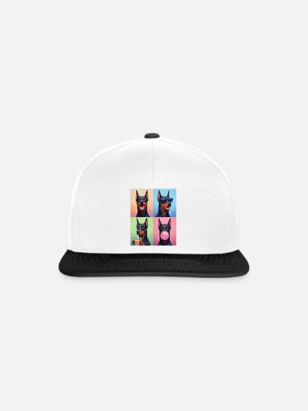 Hunde Dobermann Hund - Snapback Cap - Weiß/Schwarz