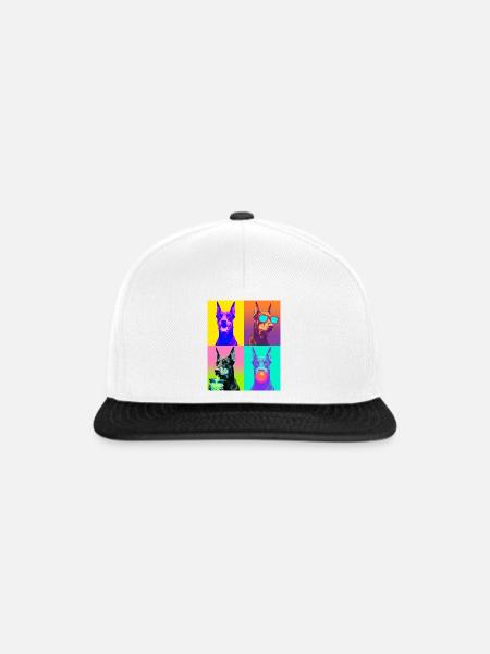 Hunde Dobermann Hund - Snapback Cap - Weiß/Schwarz
