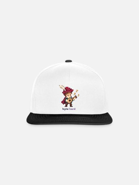 Pixel Barde mit Laute - Snapback Cap - Weiß/Schwarz