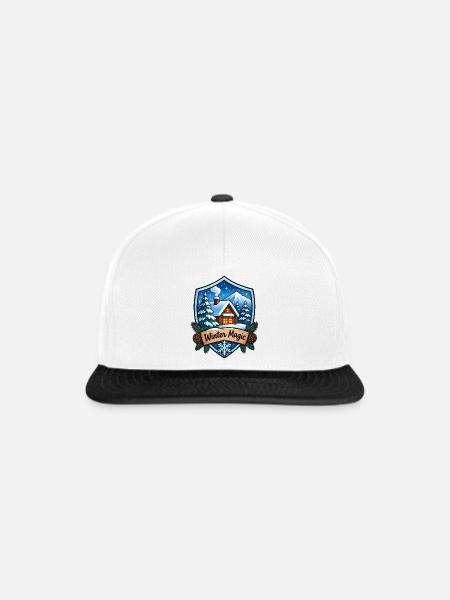 Winterhütte Schild - Snapback Cap - Weiß/Schwarz