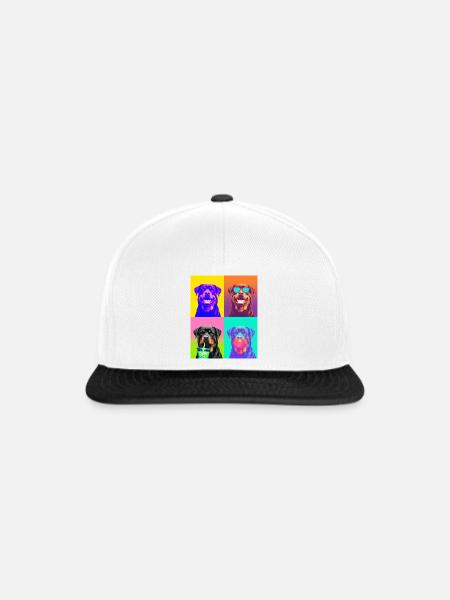 Hunde Rottweiler Hund - Snapback Cap - Weiß/Schwarz