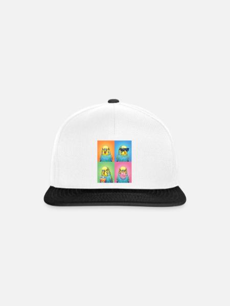 Wellensittiche Wellensittich - Snapback Cap - Weiß/Schwarz