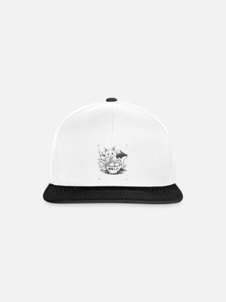 Katze Klaut Mein Ramen - Snapback Cap - Weiß/Schwarz
