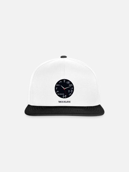 Time Is Relative – Mathe Nerd Uhr - Snapback Cap - Weiß/Schwarz
