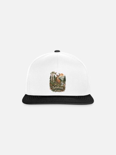 Behutsam durch die Wälder - Snapback Cap - Weiß/Schwarz