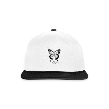 Schmetterling - Snapback Cap - Weiß/Schwarz - Vorne