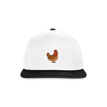 Huhn - Snapback Cap - Weiß/Schwarz - Vorne