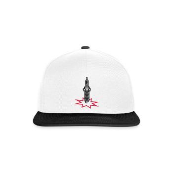 Zündkerze mit Zündfunken - Snapback Cap - Weiß/Schwarz - Vorne