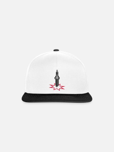 Zündkerze mit Zündfunken - Snapback Cap - Weiß/Schwarz