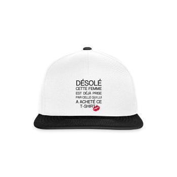 desole femme prise - Casquette snapback - blanc/noir - Devant