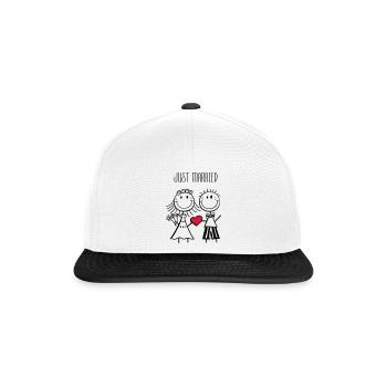 Just Married Brautpaar - Hochzeit - Geschenk - Snapback Cap - Weiß/Schwarz - Vorne